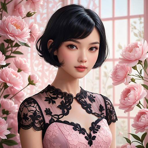 Intimate Portrait in Pink Lace Dress