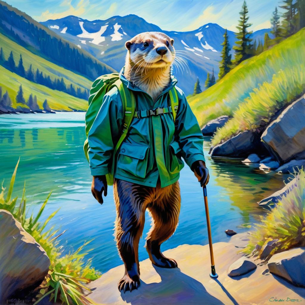 Citizen Otter Explorer in Impressionist Style