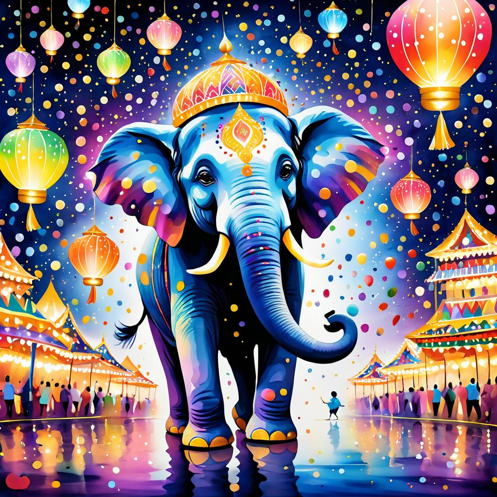 Curious Elephant in a Carnival Night