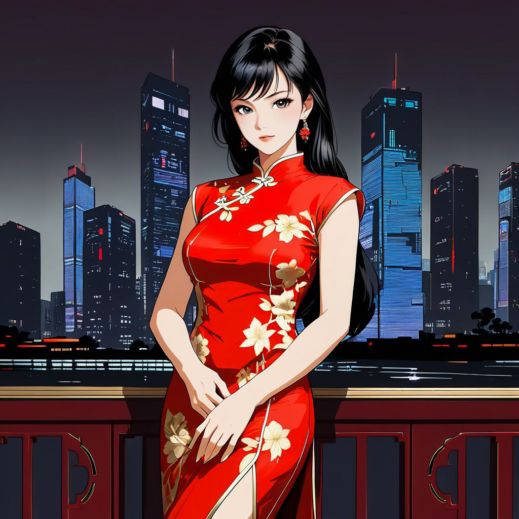 Elegant Woman in Retro Cheongsam Style