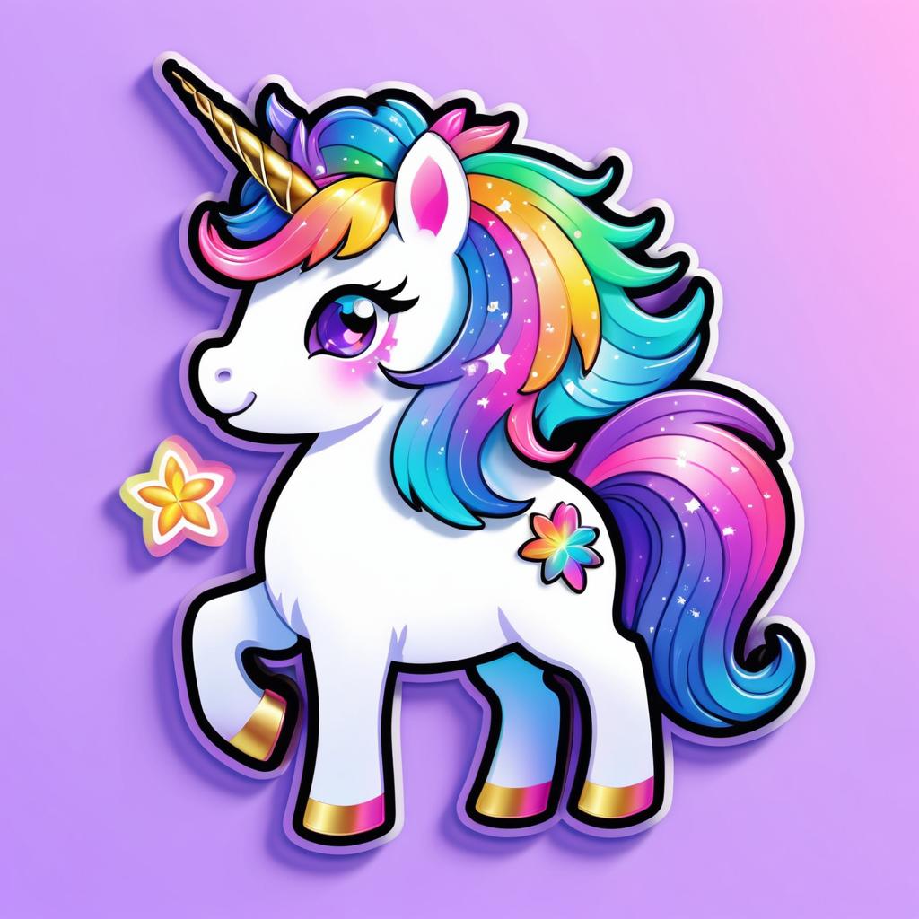 Vibrant Kawaii Unicorn Sticker Design