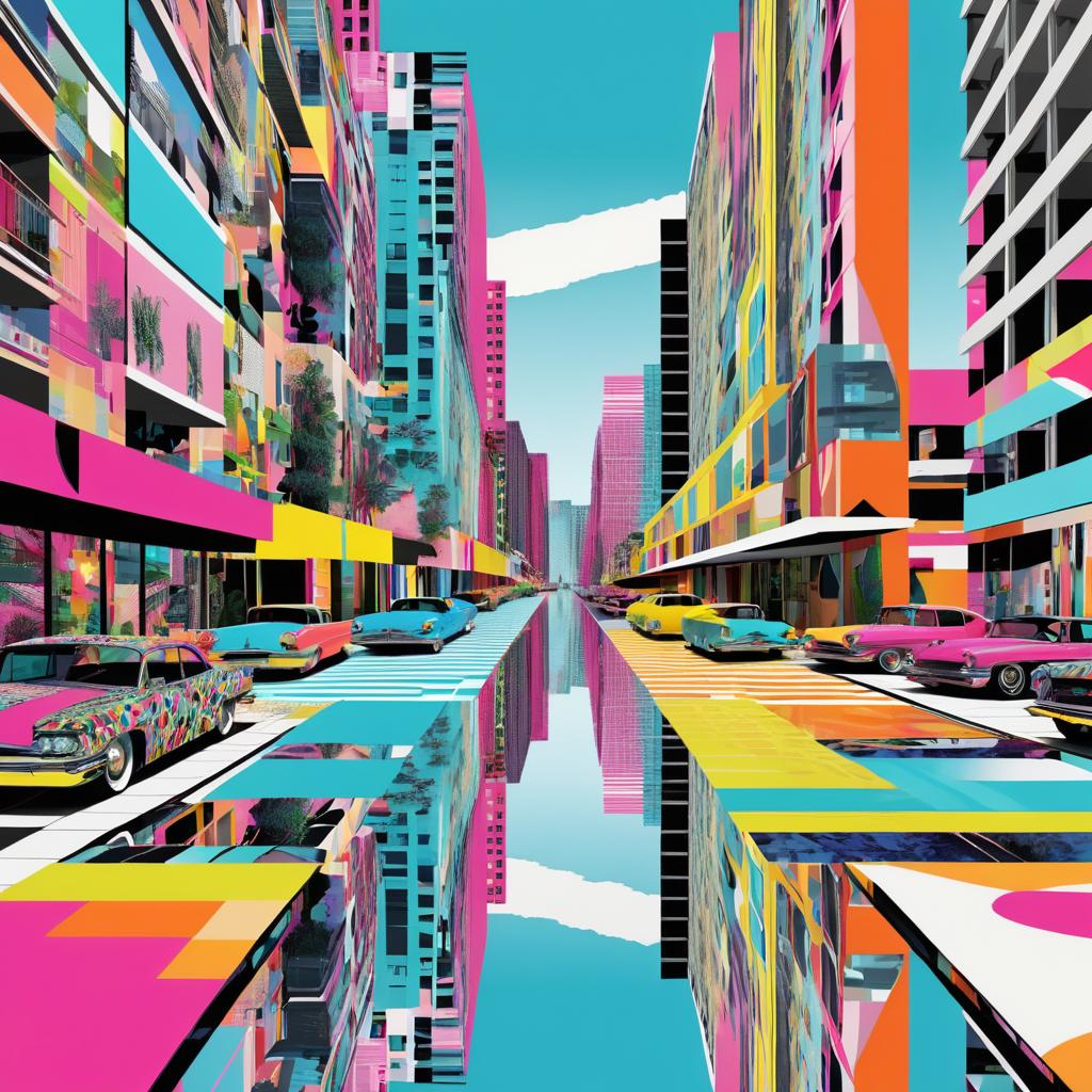 Vibrant Digital Pop Art Landscape