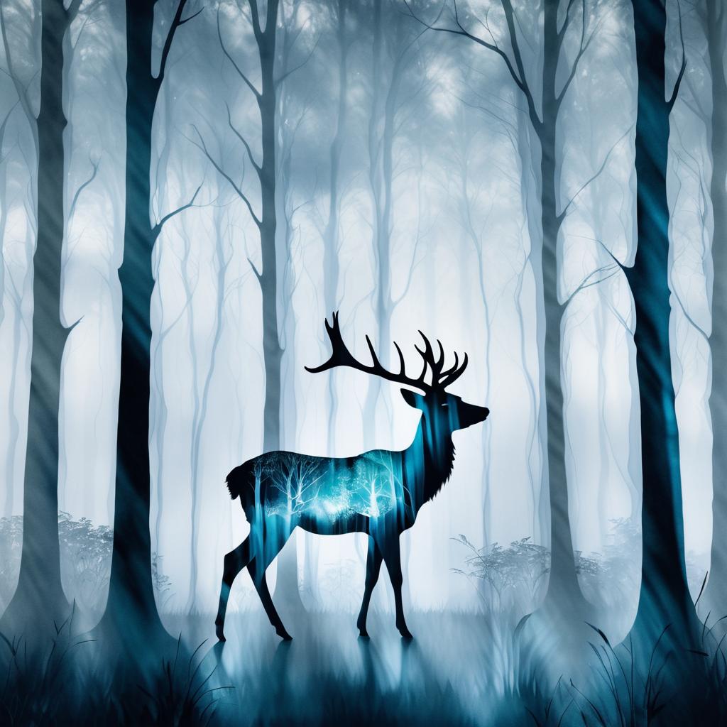 X-Ray Art: Deer in Misty Forest