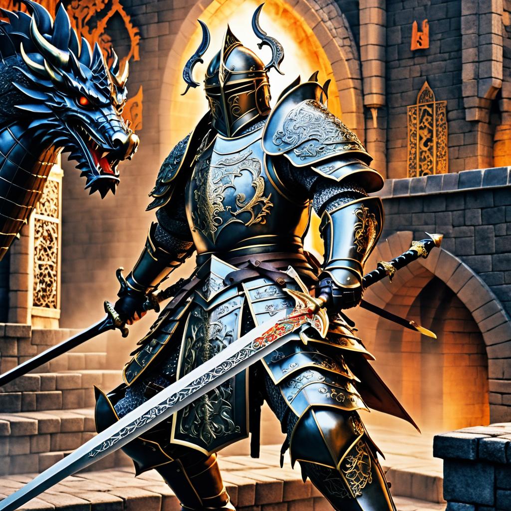 Epic Knight vs Dragon Duel in Castle