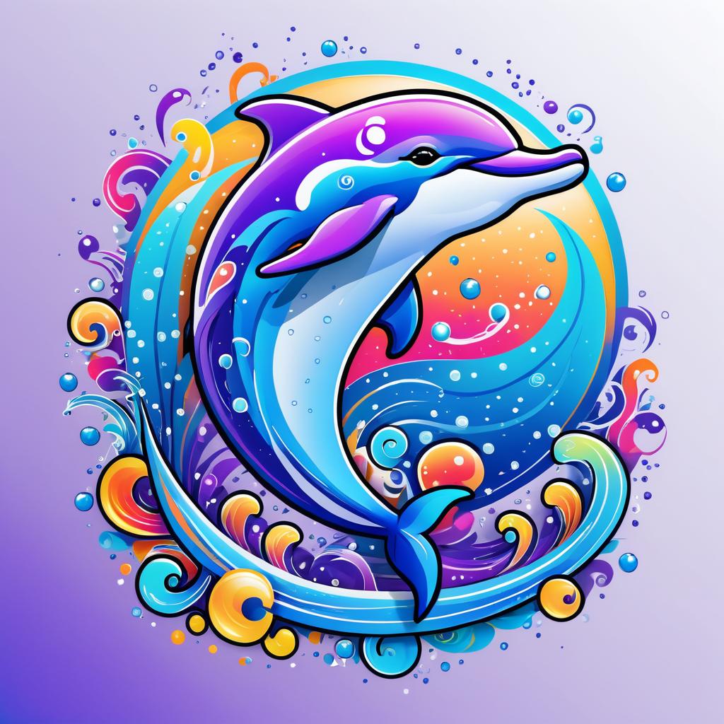 Vibrant Dolphin Tattoo Logo Design