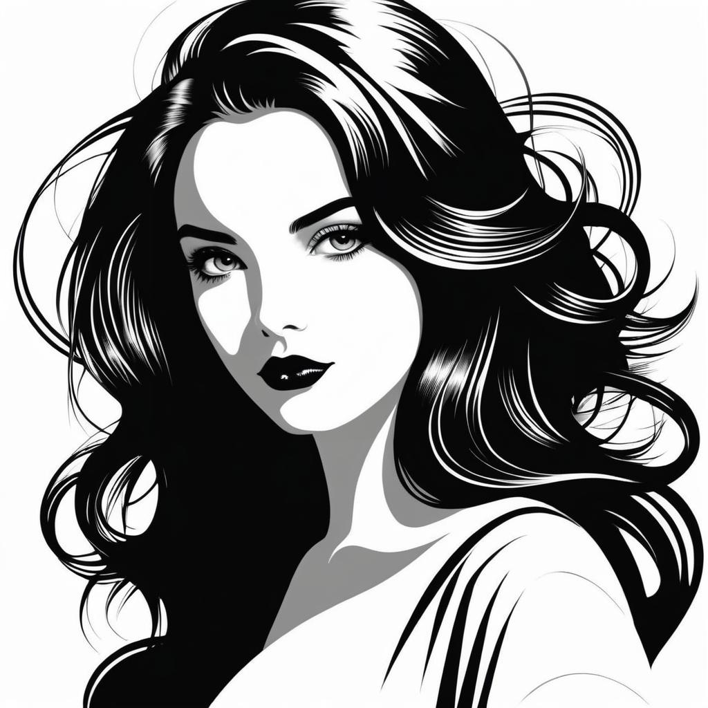 Minimalist Black and White Lady Portrait