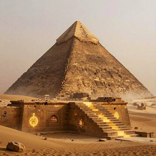 Golden Pyramid Steps with Mystical Glow