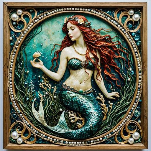 Vibrant Art Nouveau Mermaid Artwork