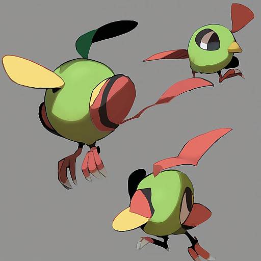 Illustration of Natu, pokemon in the style of Accio
