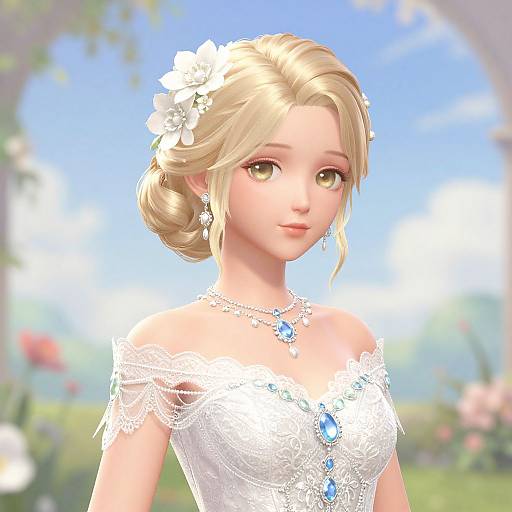 Elegant Blonde Woman in Floral Dress