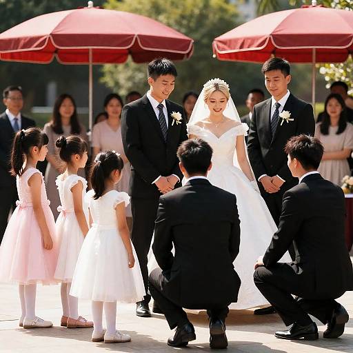 Elegant Outdoor Wedding Scene with Bride