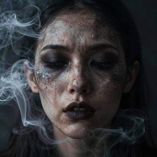 Haunting Contorted Face in Smoke