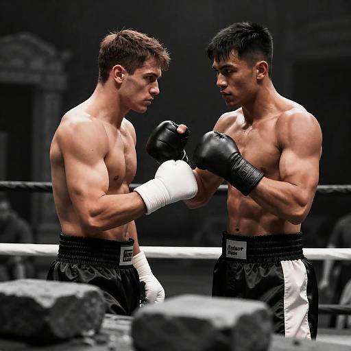 Intense Boxing Match in Ruins