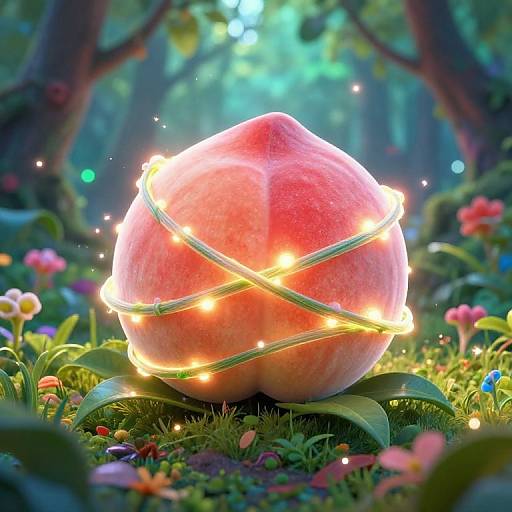 Enchanted Peach in Mystical Forest