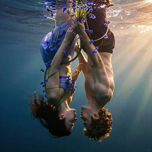 Intertwined Humans with Bluebell Vines