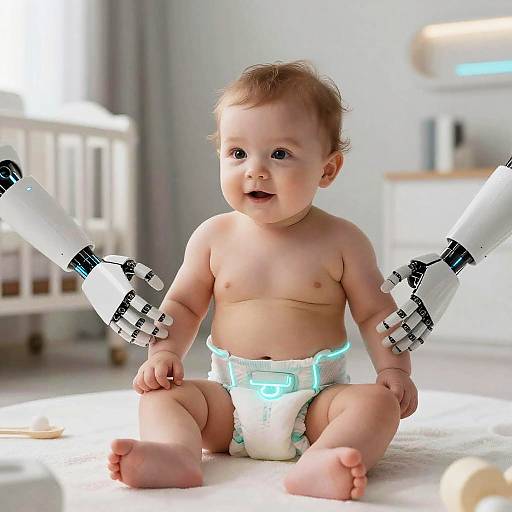 Futuristic AI-Enhanced Infant Scene