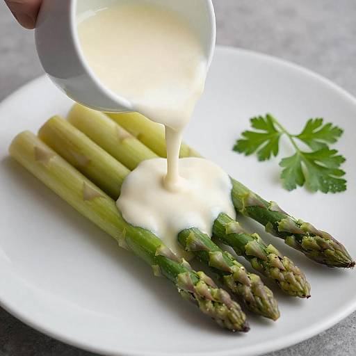 Close-Up of Asparagus with Creamy Sauce