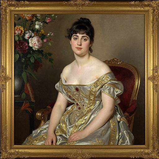 Elegant Woman Portrait in Ornate Frame
