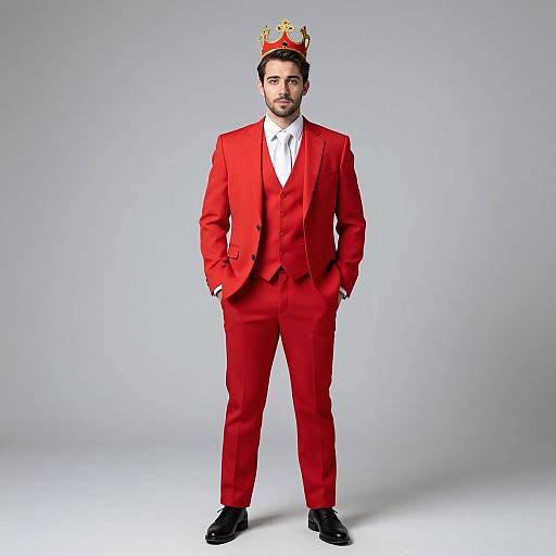 Red Suit Crowned Male Portrait
