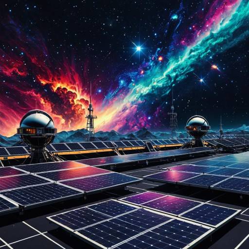 Solar Panels and Spaceport under Vivid Galaxy