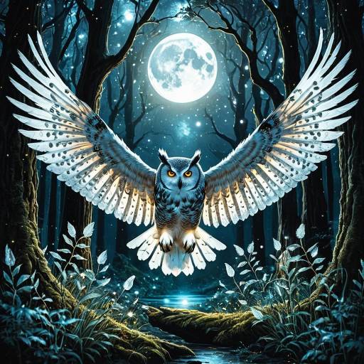Mystical Luminescent Owl in Enchanted Forest