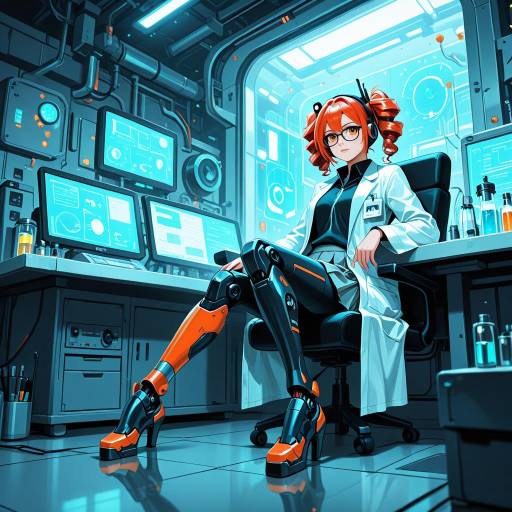Futuristic Humanoid Android in Lab