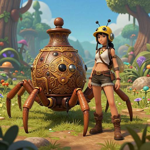 Woman with Bee Helmet and Honey Arthropod