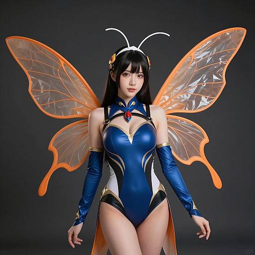 Mothra-Inspired Cosplay Lady in Action