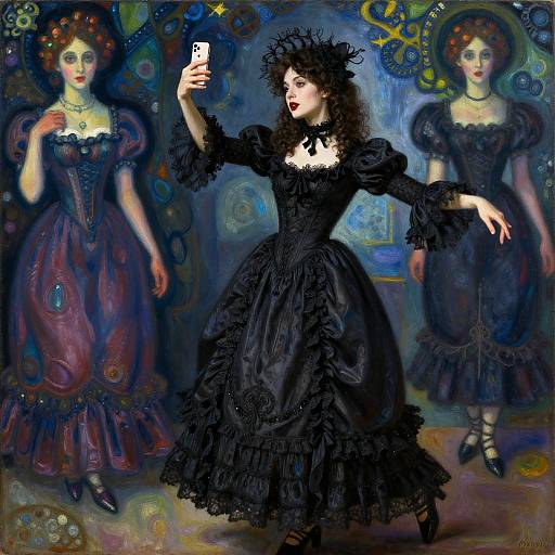 Young Gothic Girl Dancing Realistic