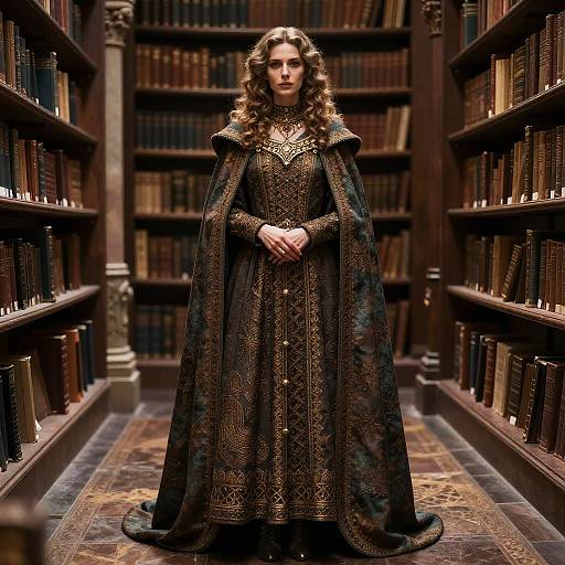 Arcane Scholar in Ancient Library