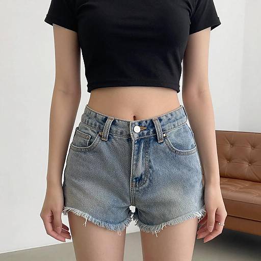 Teen Girl in Mini Denim Shorts