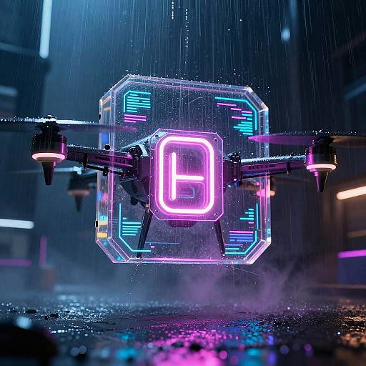 Neon Plasma Node in Futuristic Harbor