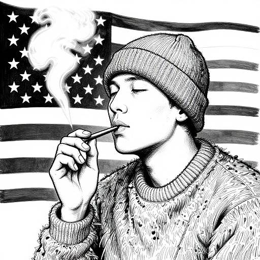 Black and White Smoking Illustration