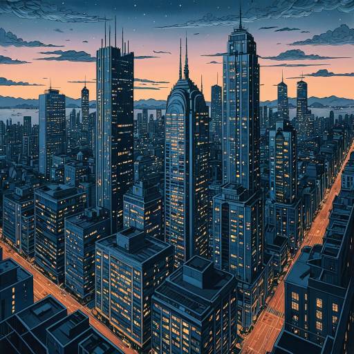 Twilight Urban Skyscrapers Illustration