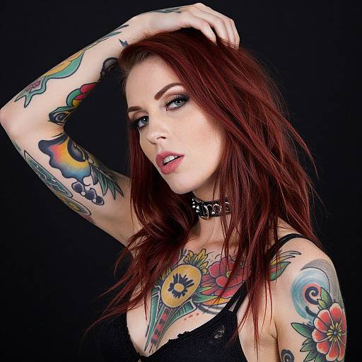 Tattooed Woman with Red Hair Portrait