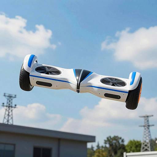 Futuristic White and Blue Hoverbike