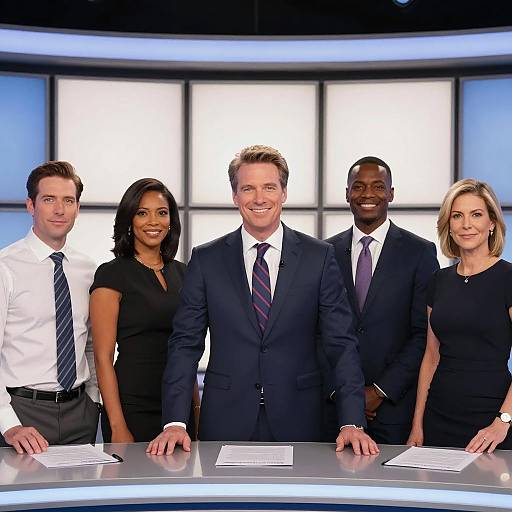 Diverse News Anchors Behind the Desk