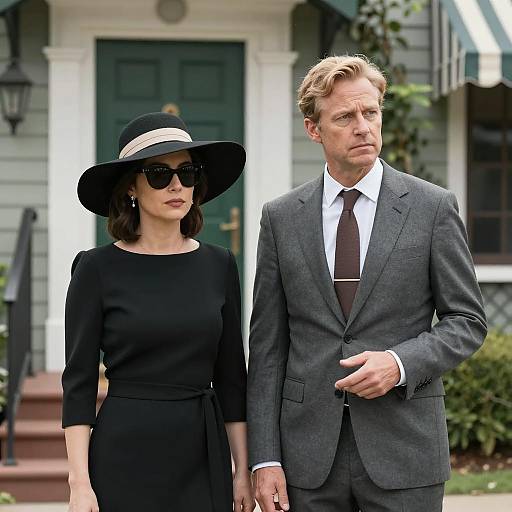 Elegant Couple at a Green Doorway