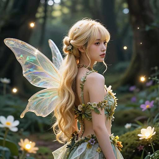 Fantasy Forest Fairy with Blonde Ponytail