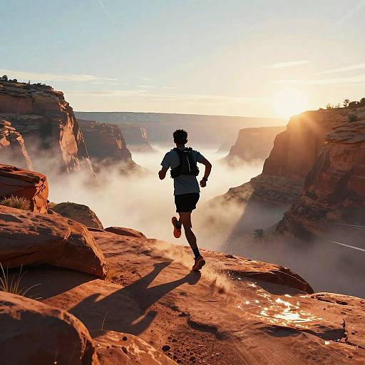 Dynamic Trail Runner in Misty Canyon