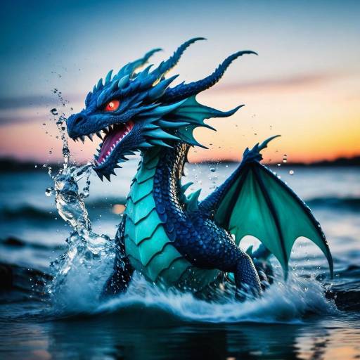 Majestic Dragon Amidst Night Waves