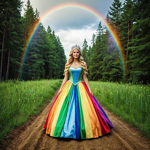 Ethereal Rainbow Princess in Fantasy Forest