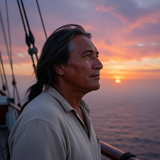 Weathered Sailor at Vibrant Sunset