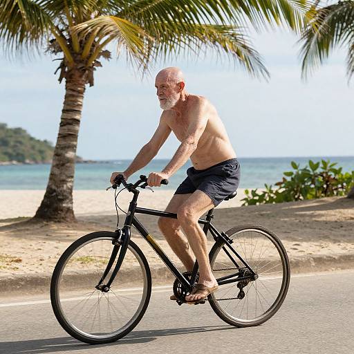 Rim Light Bald Elderly Cyclist