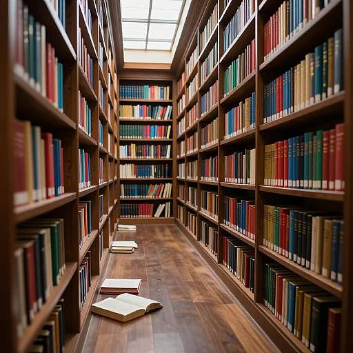 Vibrant Library Corridor with Skylight