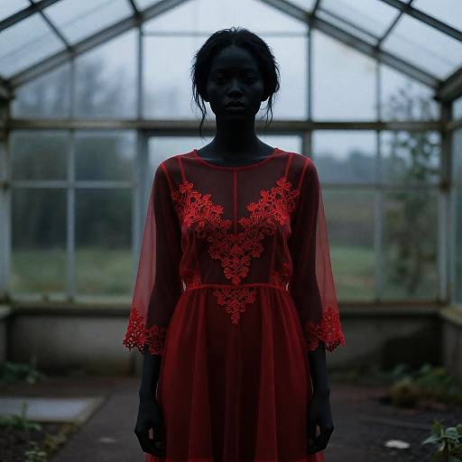 Silhouette in Sheer Red at Twilight