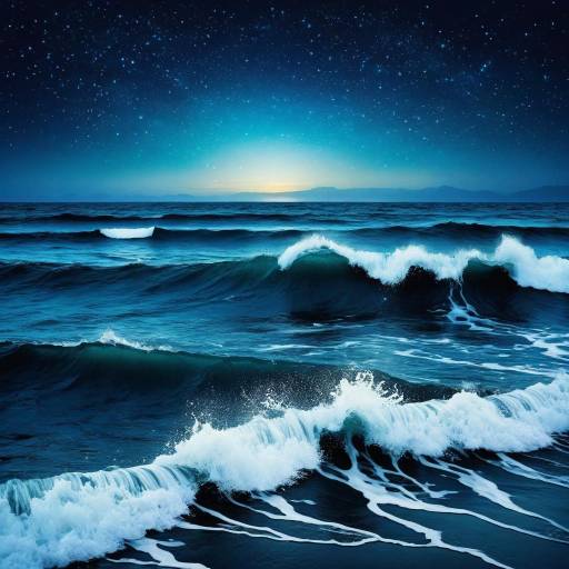 Serene Night Ocean Waves Against Stars