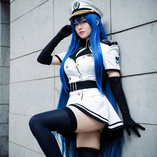 Esdeath Cosplay Costume with Blue Hair