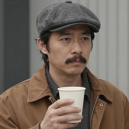 Calm Man with Flat Cap and Cup