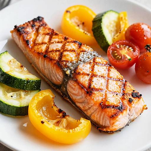 Juicy Grilled Salmon with Roasted Veggies